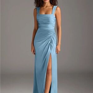Azazie Blue Pleated Wedding Dress